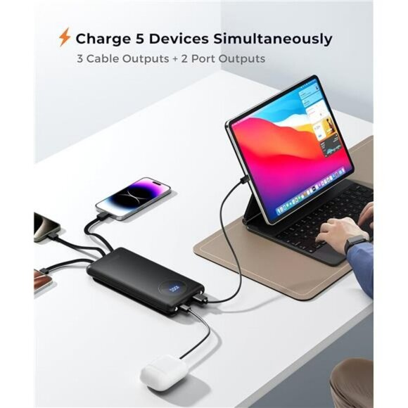Portable power bank 10000mAh fast charging USB C iPhone Android charger - Picture 4 of 7